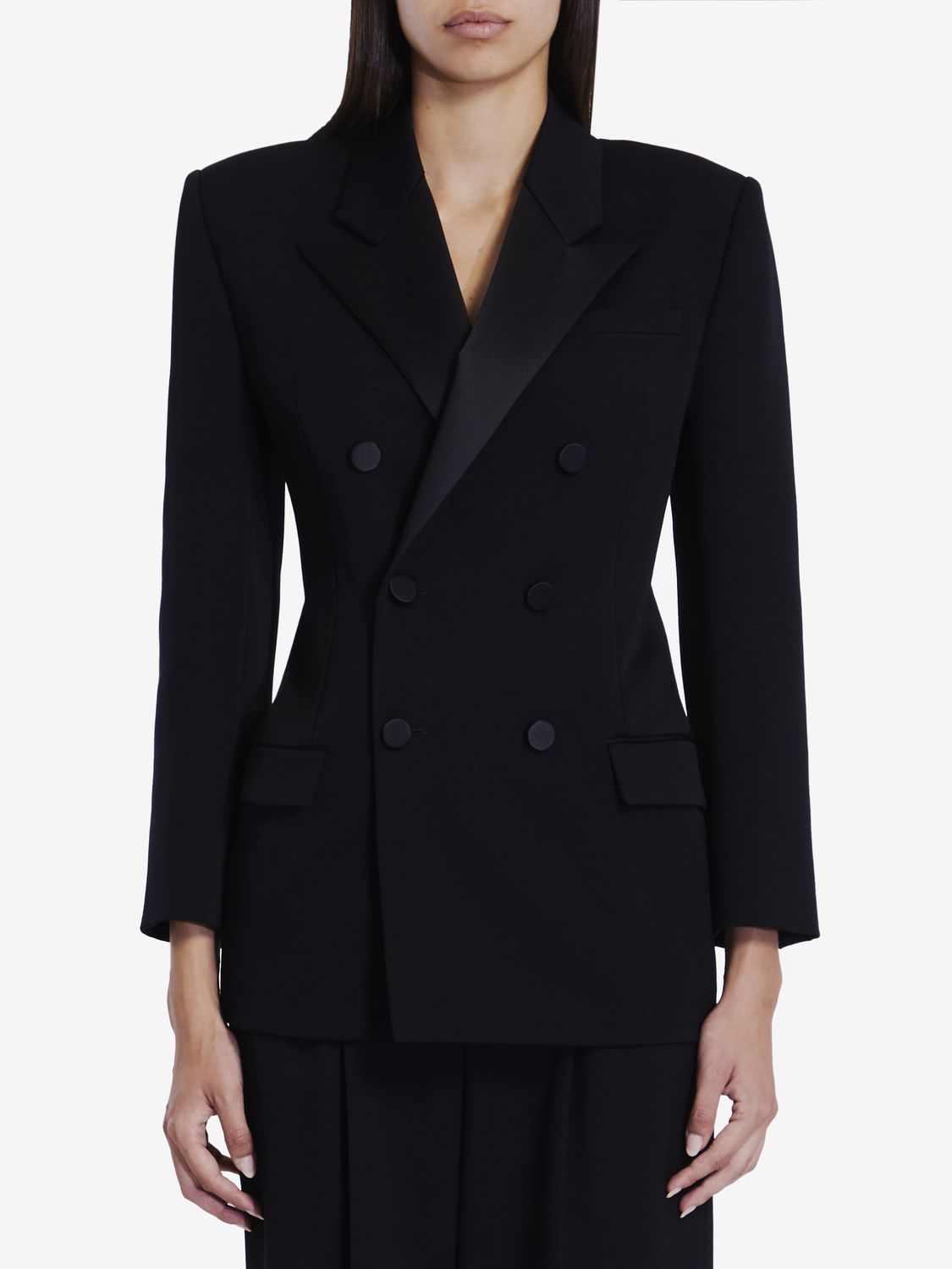 SAINT LAURENT Elegant Black Tuxedo Jacket with Satin Lapels