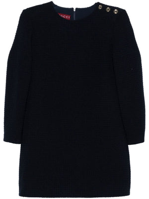 GUCCI Chic Navy Blue Bouclé Mini Dress for Women