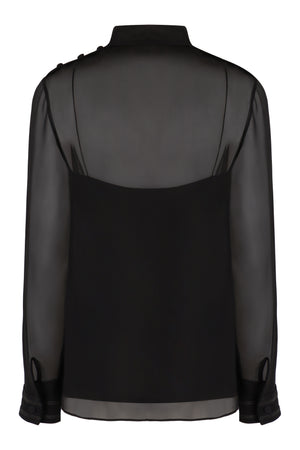 GUCCI Elegant Layered Silk Blouse with Buttoned Cuffs