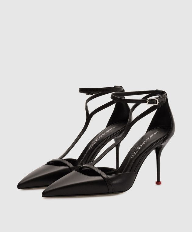 ALEXANDER MCQUEEN Elegant Blush Black Calf Leather Pumps