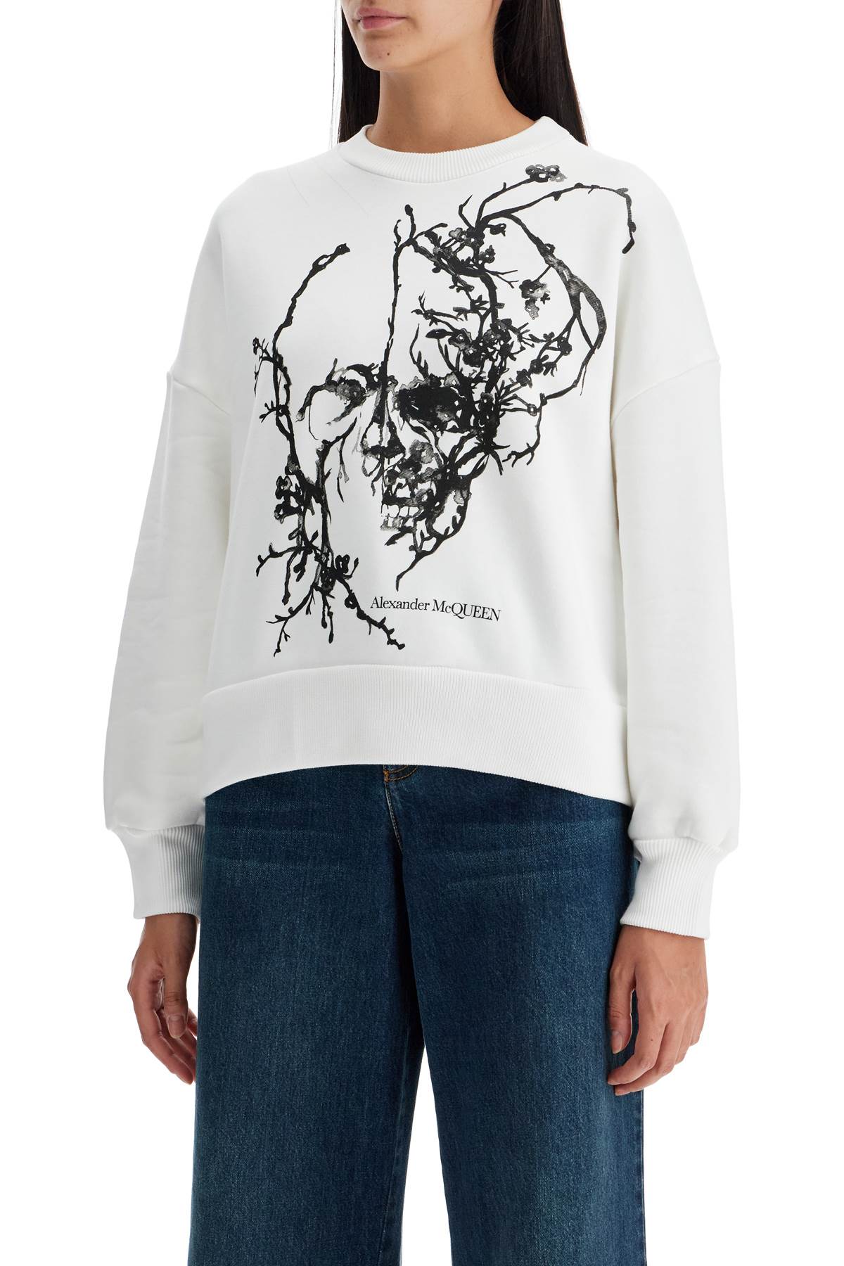 ALEXANDER MCQUEEN Cherry Blossom Skull Boxy Sweatshirt