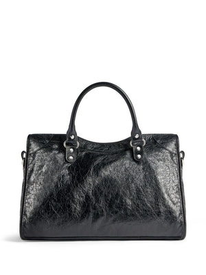 BALENCIAGA City Chic Medium Handbag in Luxe Black Lambskin