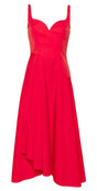 ALEXANDER MCQUEEN Asymmetric Sweetheart Dress in Lust Red