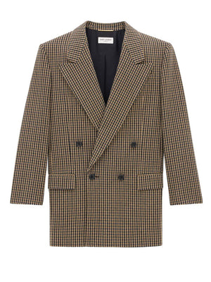 SAINT LAURENT Vichy Check Blazer with Four Buttons