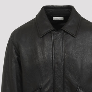 SAINT LAURENT Luxury Oversized Bomber Jacket in Black Lamb Leather