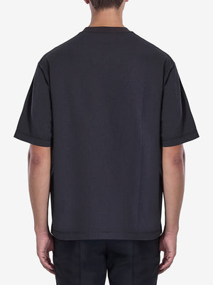 GUCCI Oversized Black Crewneck T-Shirt with Italic Print