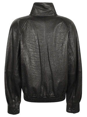 SAINT LAURENT Classic High Collar Leather Jacket