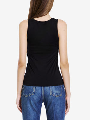 SAINT LAURENT Chic Black Knit Top with Signature Logo