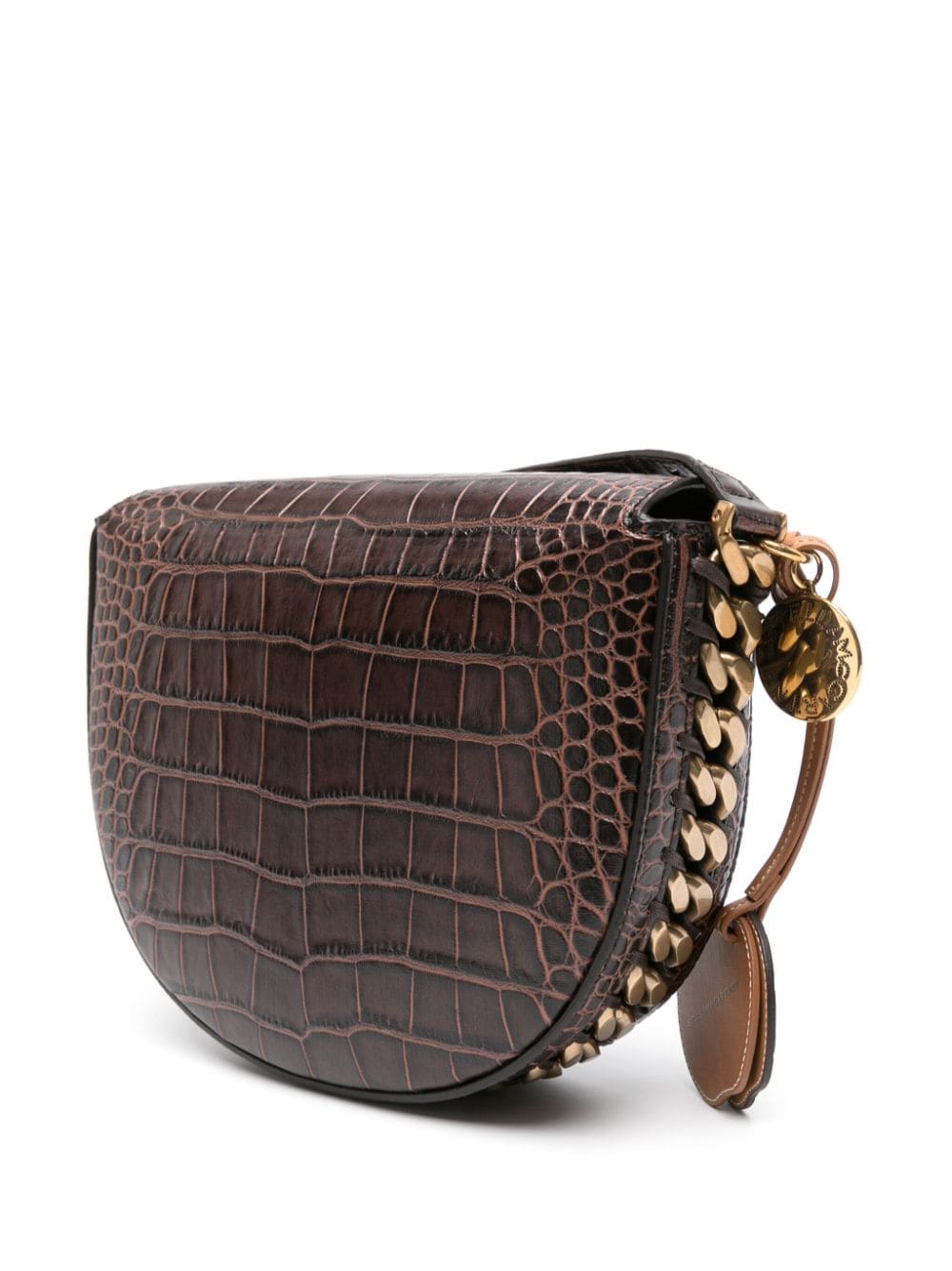 STELLA MCCARTNEY Luxurious Crocodile Embossed Shoulder Handbag for Women in Chocolate Brown