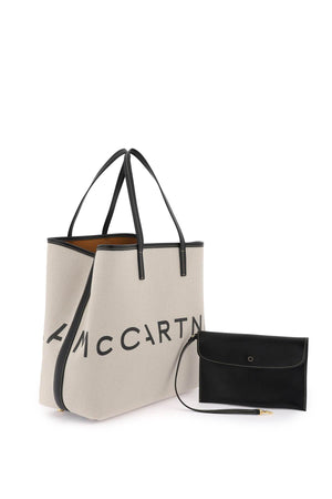 Ecru Cotton-Blend Tote Handbag with Logo by Stella McCartney
