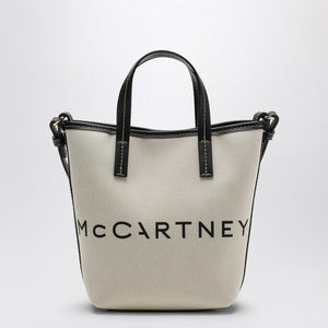 STELLA MCCARTNEY Ecru Cotton Blend Canvas Tote with Faux Leather Accents