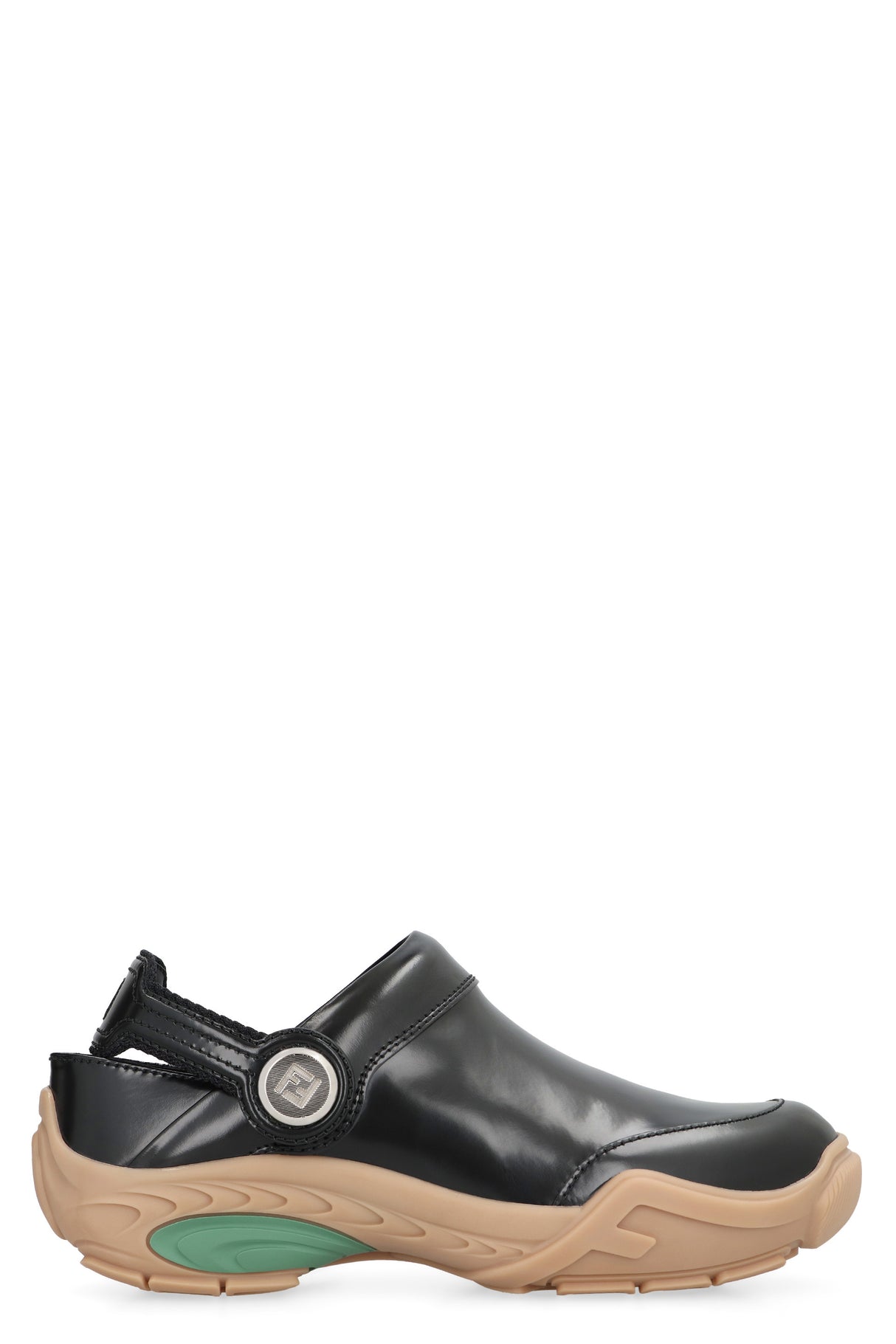 FENDI Men's Black Leather Clog for SS24