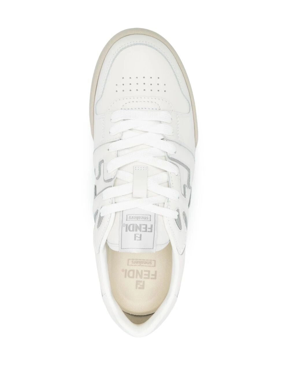 Giày Sneaker Da trắng với Chèn xám và Logo FF cho Nam
