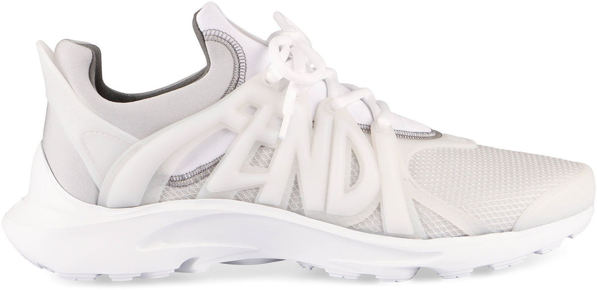 FENDI White Mesh Low-Top Sneakers for Men