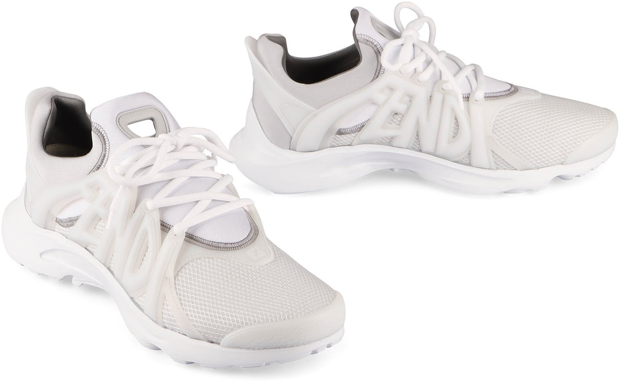 FENDI White Mesh Low-Top Sneakers for Men