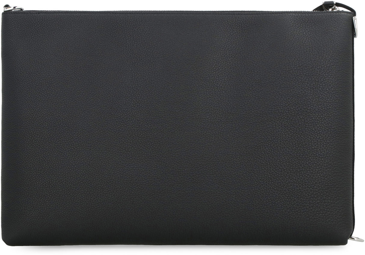 FENDI Men's Black Leather Clutch Bag - SS24 Collection
