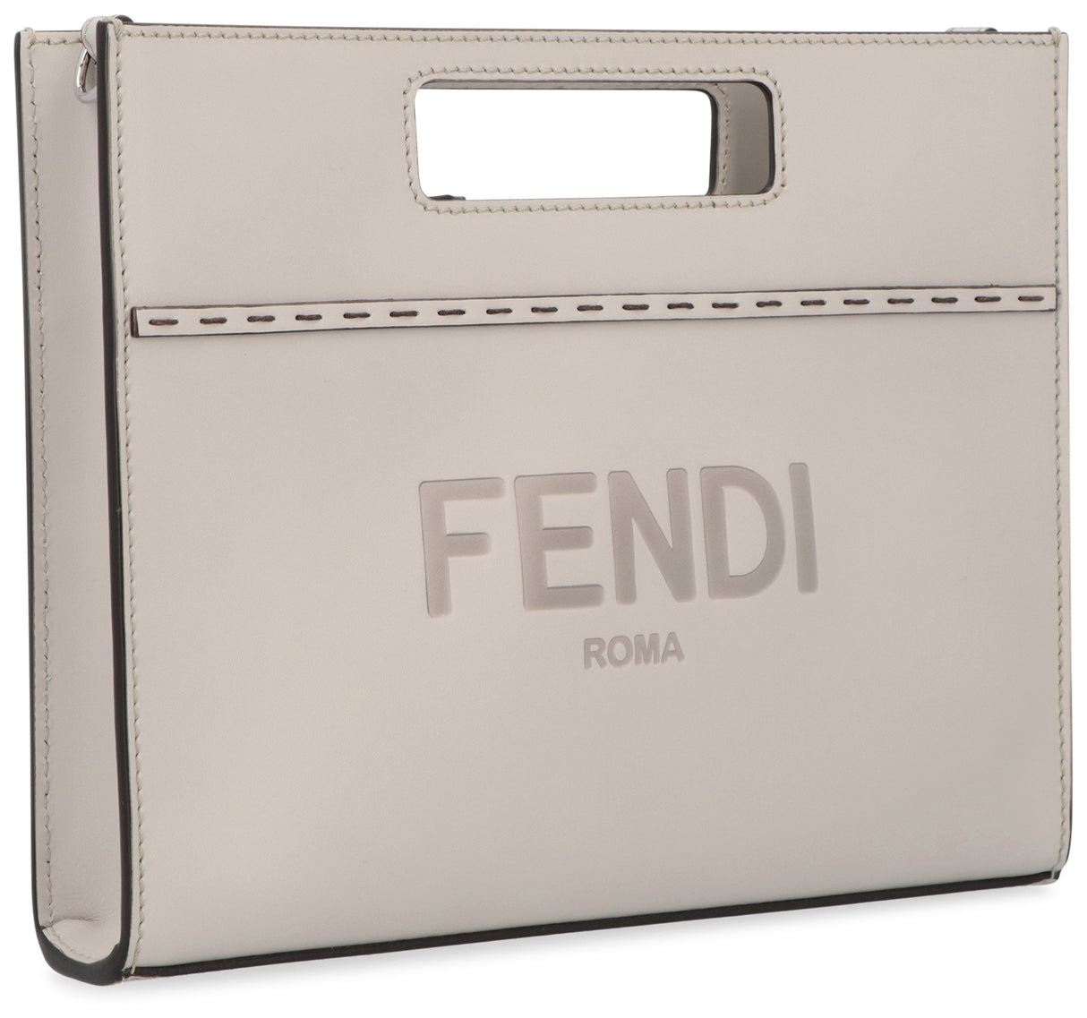 FENDI Trendy Grey Leather Handbag for Women | SS22 Collection