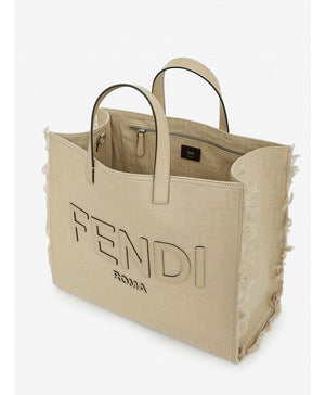 FENDI Stylish Men's Sand Jacquard Fabric Tote Handbag for SS23