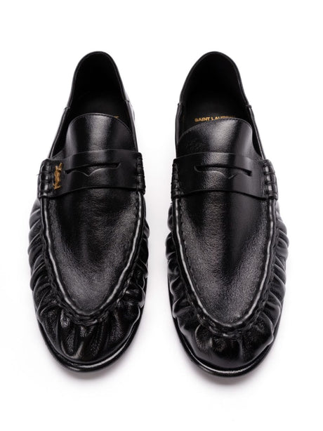 SAINT LAURENT Luxe Lambskin Moccasin Loafers for Men