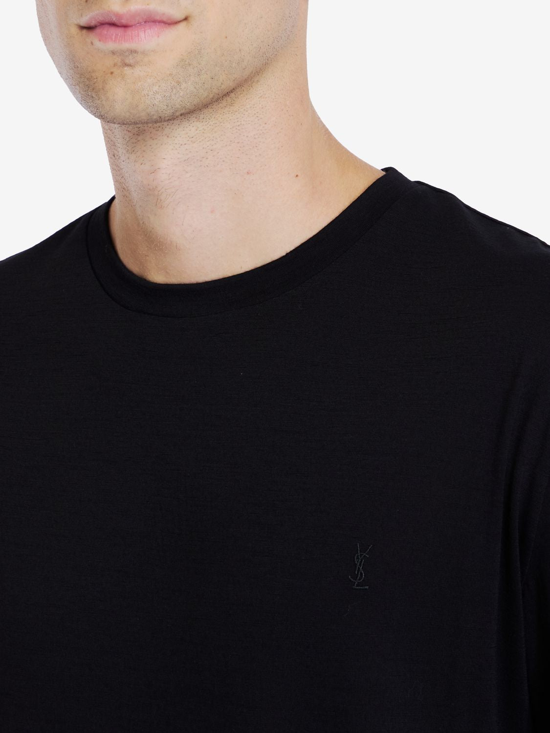 SAINT LAURENT Cassandre Long-Sleeve Wool T-Shirt