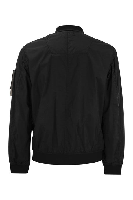 STONE ISLAND Black Lightweight Nylon Jacket for Men with Reinforced Finish - SS24