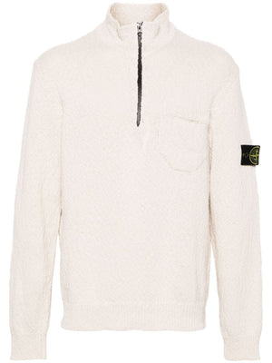 STONE ISLAND Men's White Zippered Sweatshirt - 24SS Season - Long Tops