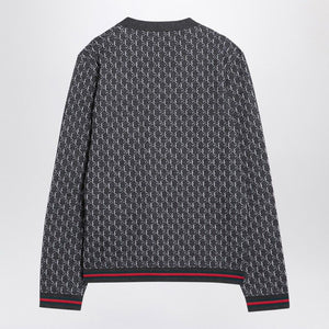 GUCCI Light Grey Cardigan with GG Shadow Jacquard - FW24