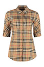 BURBERRY Classic Check Print Cotton Shirt with Cuffed Sleeves