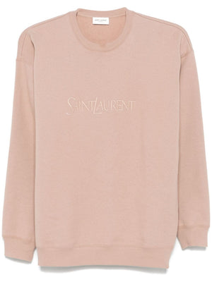 SAINT LAURENT Texture Crew Neck Embroidered Logo Sweater - Women’s Size