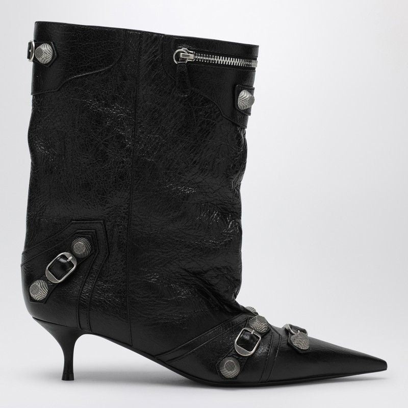 BALENCIAGA Chic Leather Ankle Boots with Decorative Studs