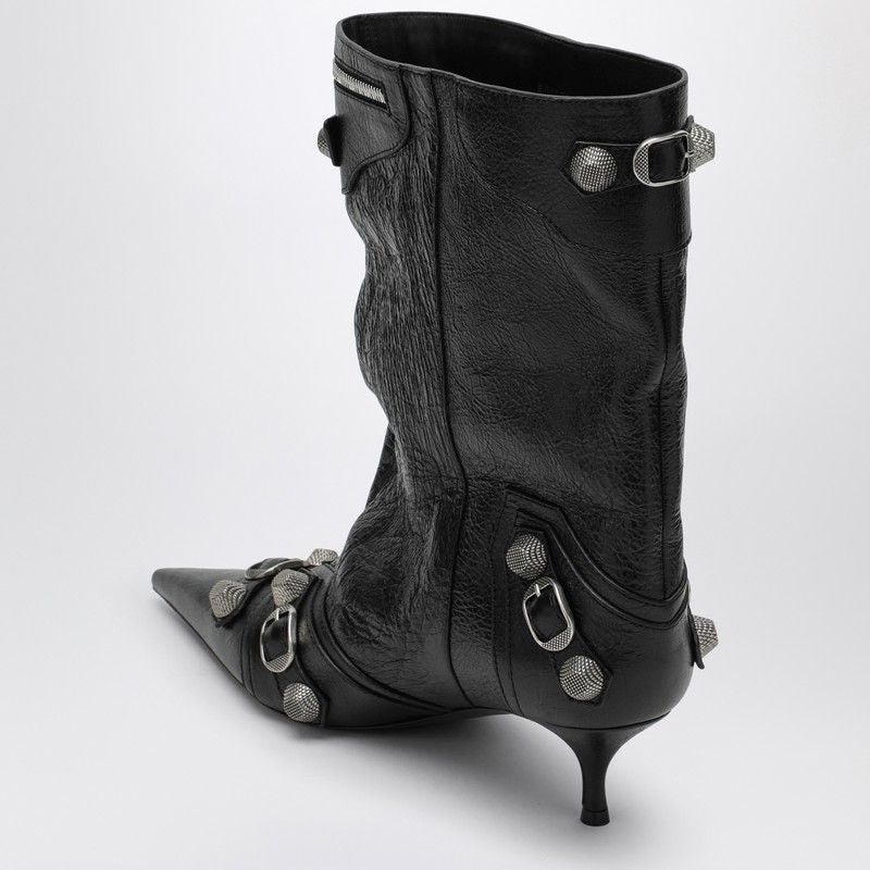 BALENCIAGA Chic Leather Ankle Boots with Decorative Studs