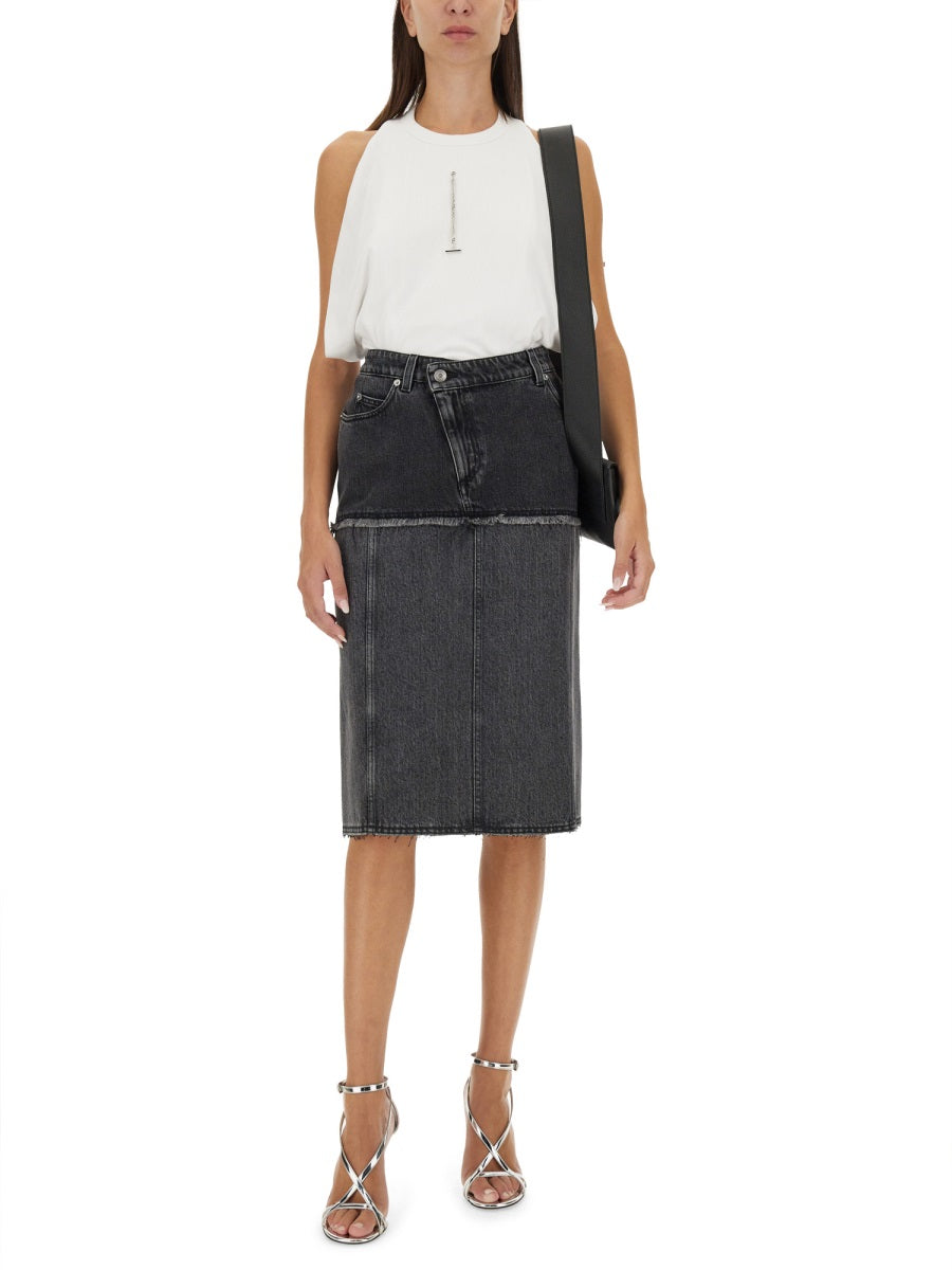 ALEXANDER MCQUEEN Two-Tone Mini Denim Skirt - Size 40