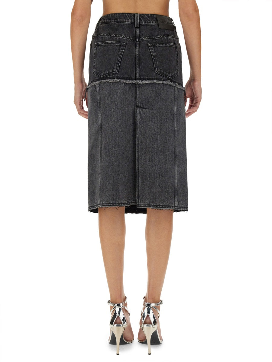 ALEXANDER MCQUEEN Two-Tone Mini Denim Skirt - Size 40