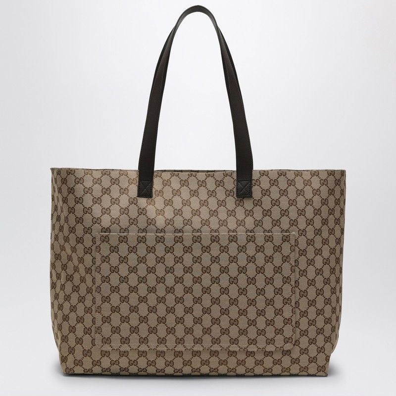 GUCCI Large Shopping Handbag in Beige and Ebony Fabric