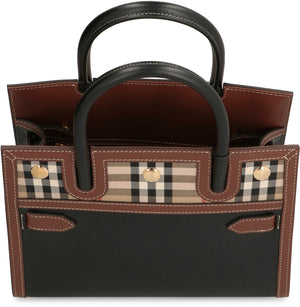 BURBERRY Classic Mini Leather Handbag with Vintage Check Accents and Gold-Tone Hardware, 26x20x13.5 cm