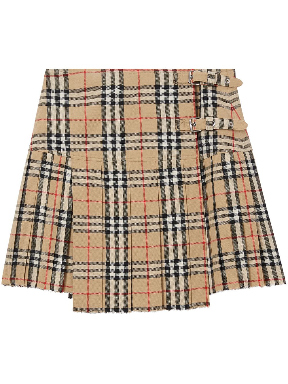 BURBERRY Vintage Check Wool Pleated Mini Skirt