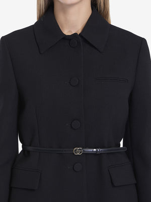 GUCCI Elegant Wool Crepe Jacket with Belt