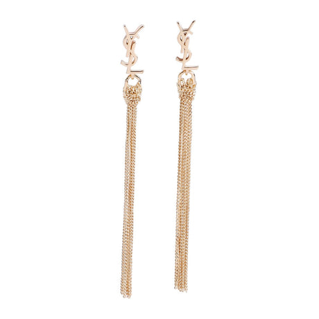 SAINT LAURENT Golden Pompon Earrings with Logo