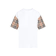 BURBERRY White Check-Sleeve Cotton T-shirt for Women