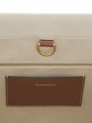 BURBERRY Tan 100% Cotton Tote Handbag for Women | FW24 Collection