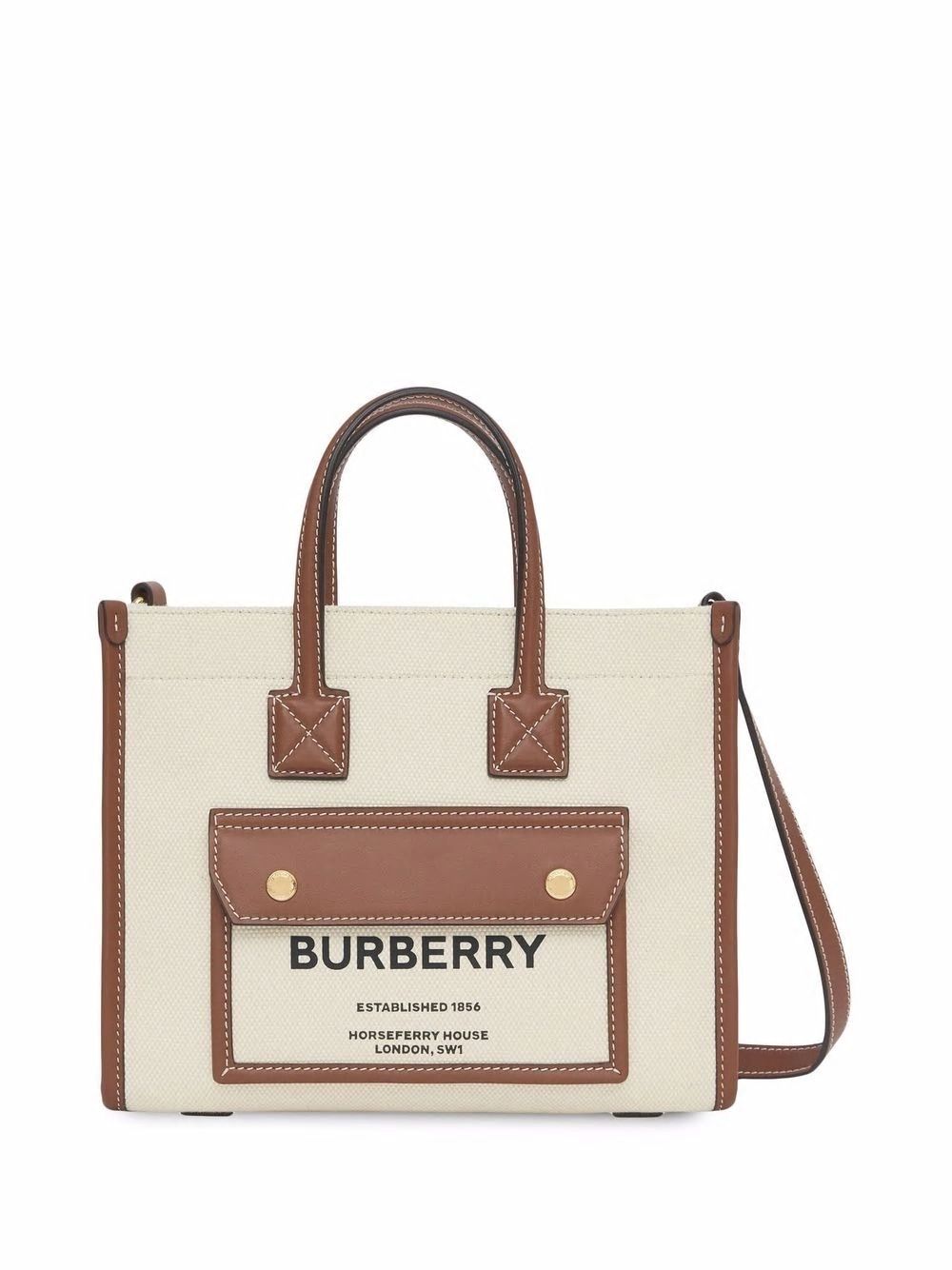 BURBERRY Chic Mini Canvas Tote Handbag