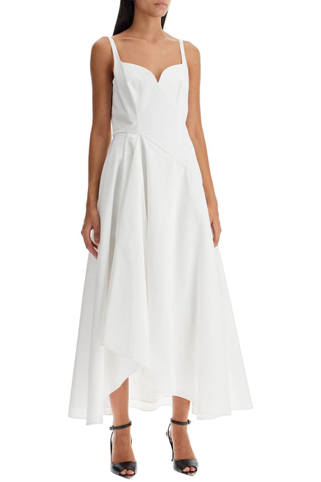 ALEXANDER MCQUEEN Sweetheart Midi Dress with Asymmetrical Hem