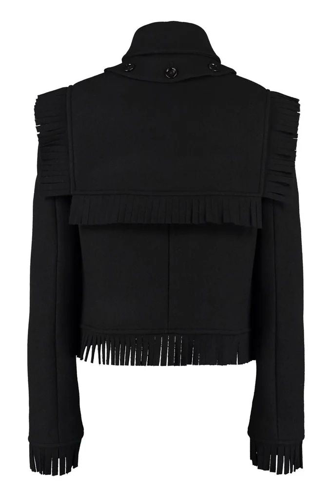 BURBERRY Stylish Fringed Women's Wool Blend Double-Breasted Jacket for FW21