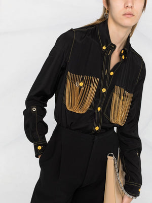 BURBERRY Stylish Black Chain Shirt for Women