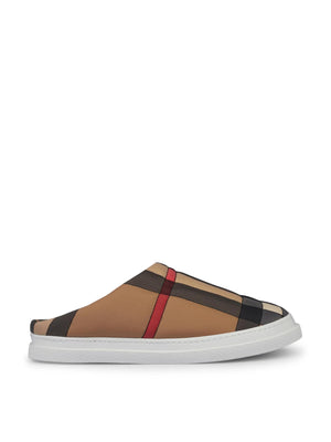 BURBERRY Check Story Logo Flat Sandals for Women