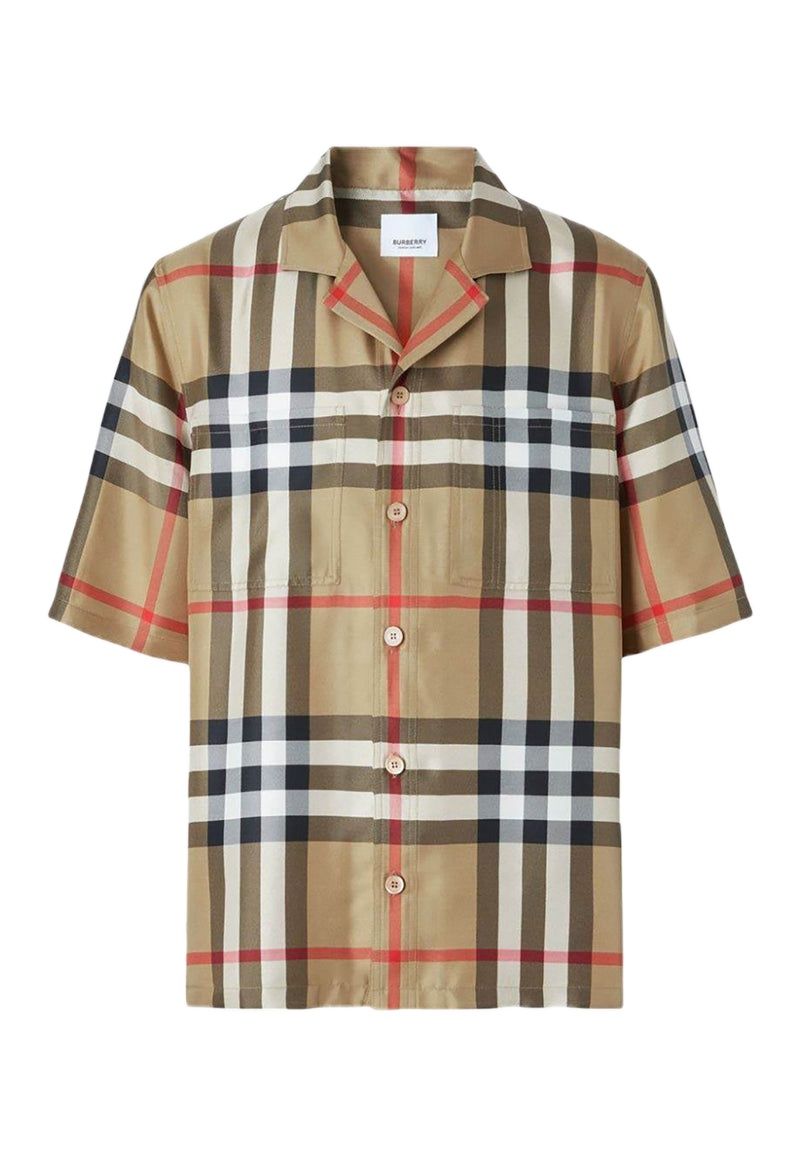 BURBERRY Vintage Check Silk Shirt for Men - Beige