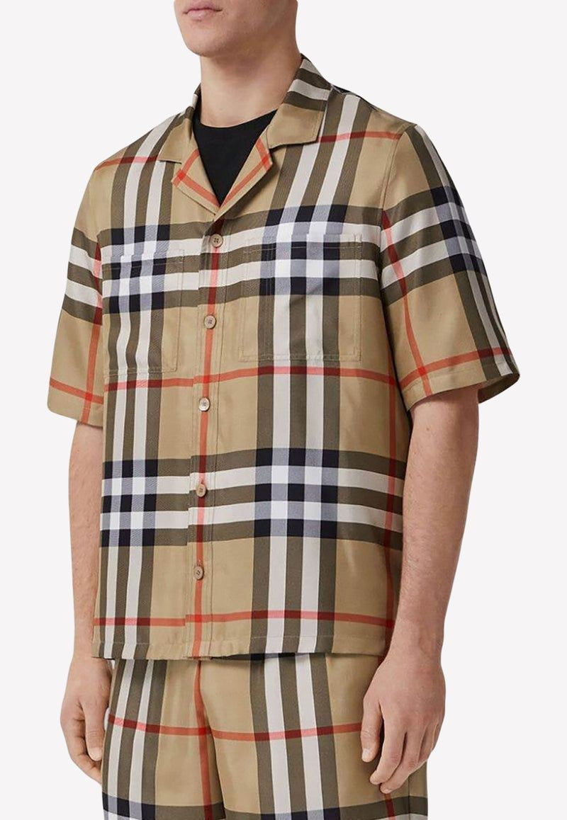 BURBERRY Vintage Check Silk Shirt for Men - Beige