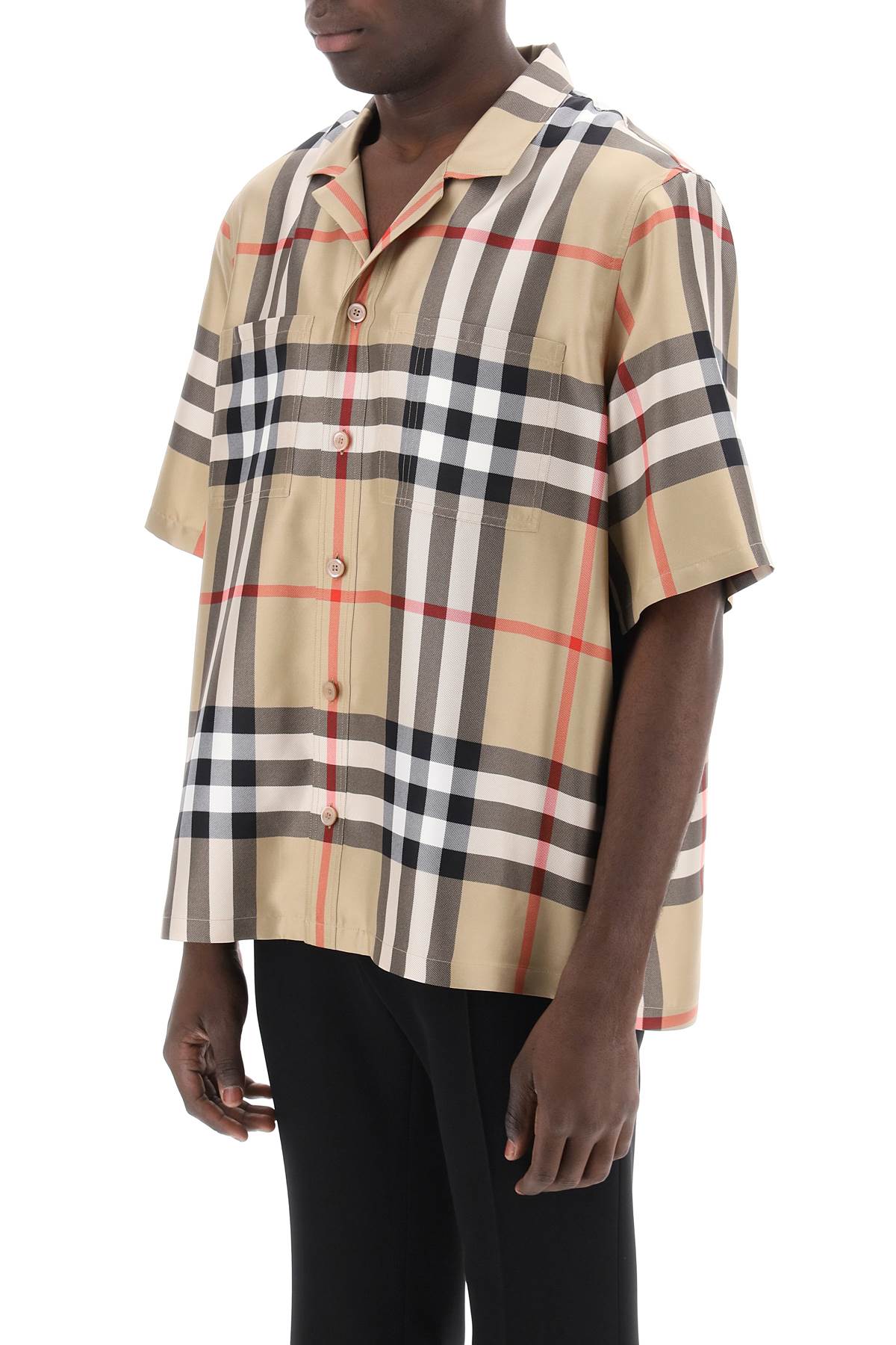 BURBERRY Multicolor Short-Sleeved Silk Tartan Shirt for Men