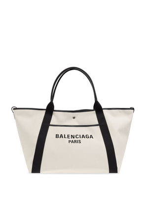 BALENCIAGA Natural Canvas Combi Black Mini Tote Handbag