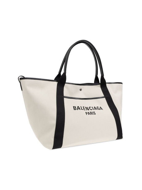 BALENCIAGA Natural Canvas Combi Black Mini Tote Handbag